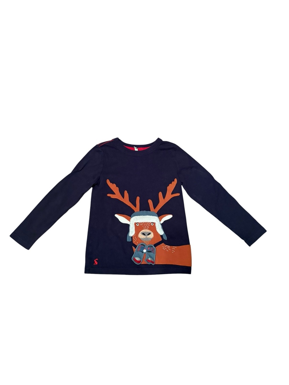 Joules Shirt Navy Reindeer Deer Appliqué Binoculars Long Sleeve Boys Size 6